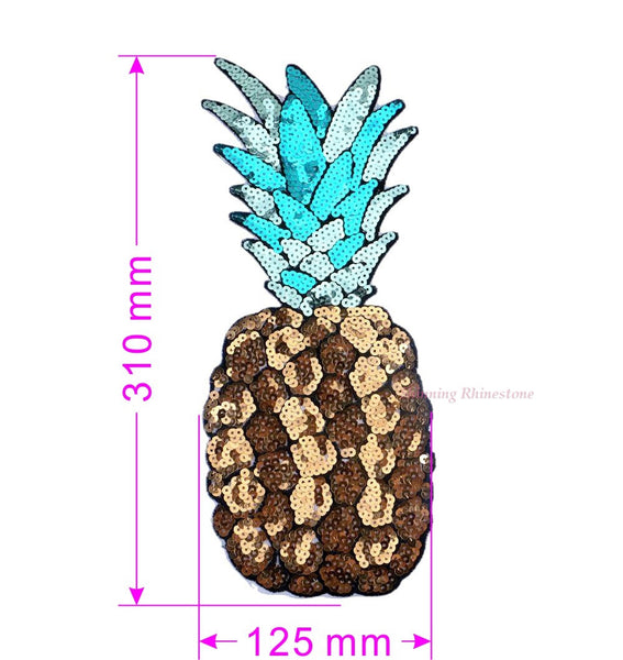 Pineapple / Ananas Sequined Patches Big Badge Brand Name sticker Cartoon Motif Applique Women Children Clothes Clothing