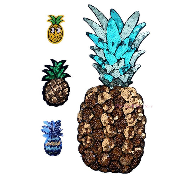 Pineapple / Ananas Sequined Patches Big Badge Brand Name sticker Cartoon Motif Applique Women Children Clothes Clothing