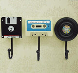 Vintage Coat Hooks - Cassette, Floppy Disk & Vinyl Record