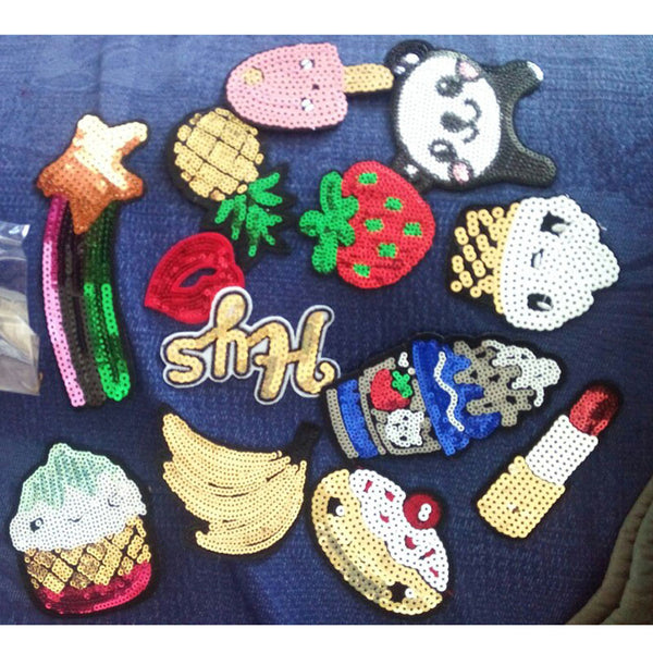 2016 new patches! 13 different size 3d handmade sequined iron on pateches for clothing iron-on transfers  20