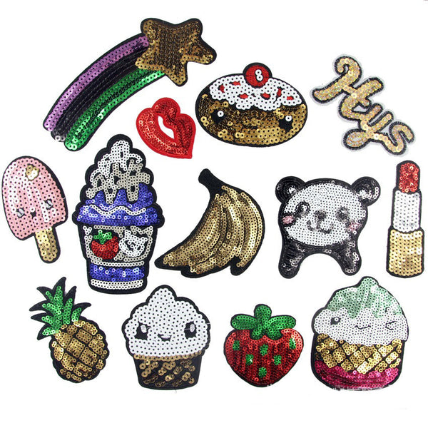 2016 new patches! 13 different size 3d handmade sequined iron on pateches for clothing iron-on transfers  20