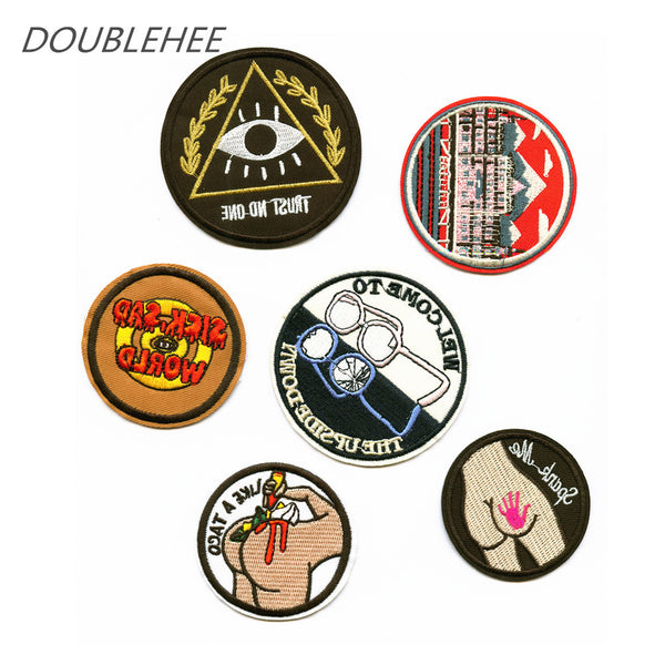 2017 new Embroidery Iron ON Patches Super Delicate Embroidered Beauty Round Punk Style Design Pop US and sew on are available