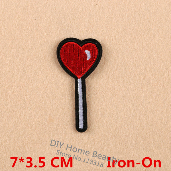 3 PCS Love lollipop Clothes Embroidered Iron on Patches for Clothing DIY Stripes Motif Appliques parches bordados 7*3.5 CM @I4
