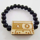 CASSETTE TAPE Bracelet Wooden Beads - 6PC/Lot
