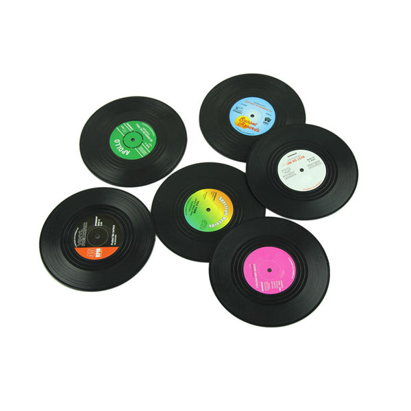 Vintage Vinyl Record Beverage Coasters Anti-slip - 6pcs/set