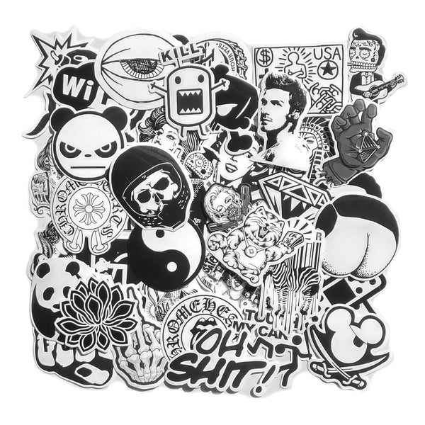60 PCS Black and White Cool Stickers