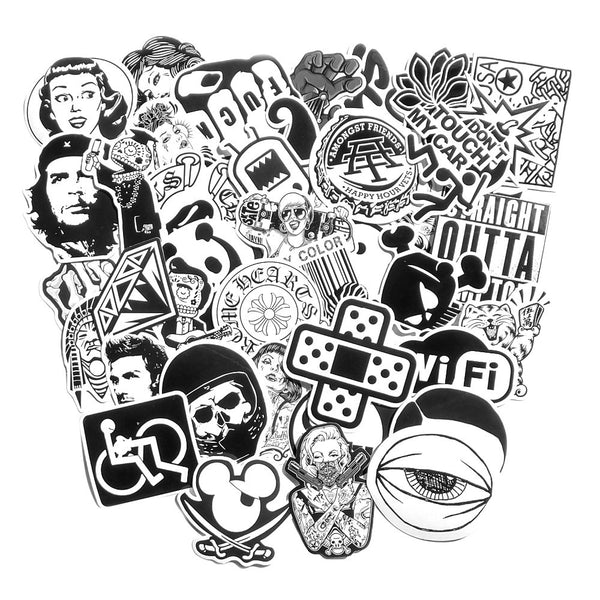60 PCS Black and White Cool Stickers