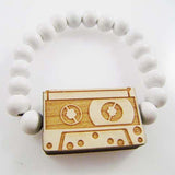 CASSETTE TAPE Bracelet Wooden Beads - 6PC/Lot