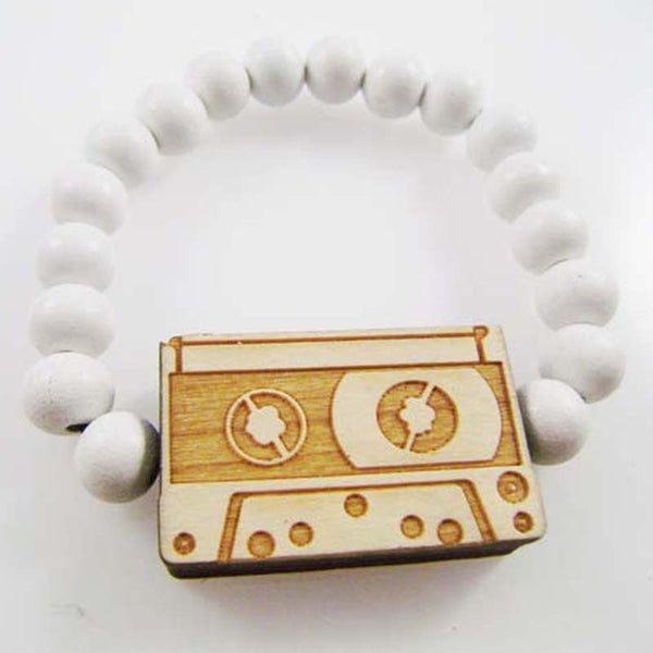 CASSETTE TAPE Bracelet Wooden Beads - 6PC/Lot