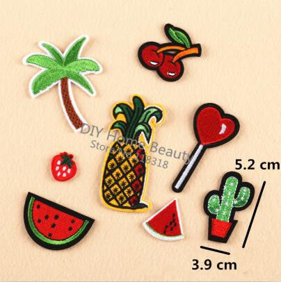 8 Pcs/Lot Plant Cactus Embroidered Iron on Patches for Clothing DIY Apparel Accessories Lollipop Sticker Appliques Badge @I