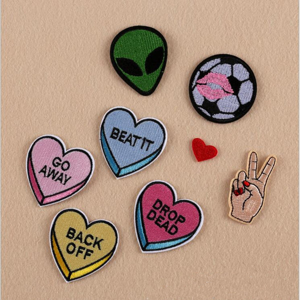 Love Small Patch Computer Embroidery Hand Sewing Ironing Sticker On Cloth Garment Hat Bag Accessories NO.927