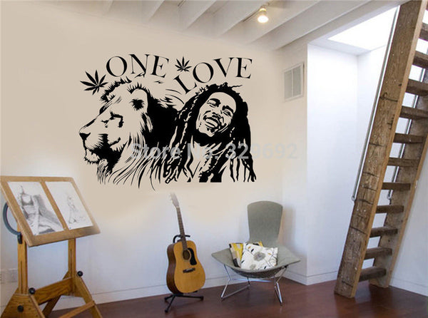 Bob Marley Lion Zion "ONE LOVE" Wall Sticker Decal