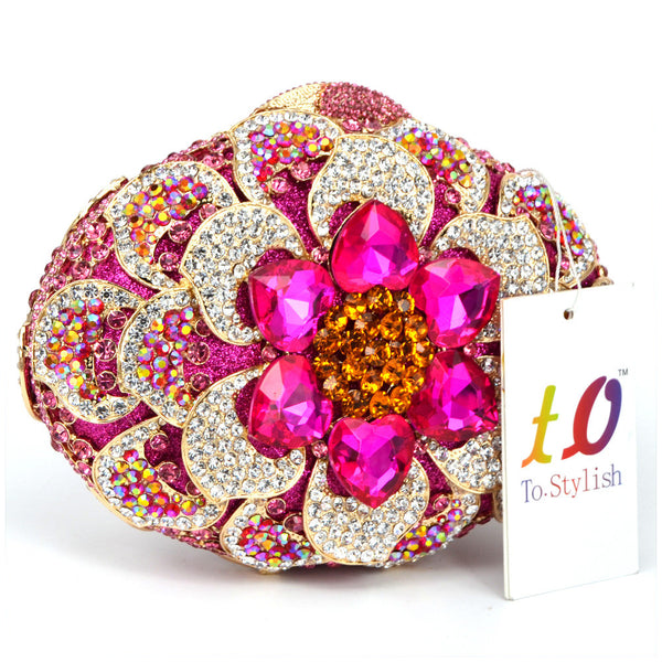 Jewel Encrusted Flower-gasm Clutch