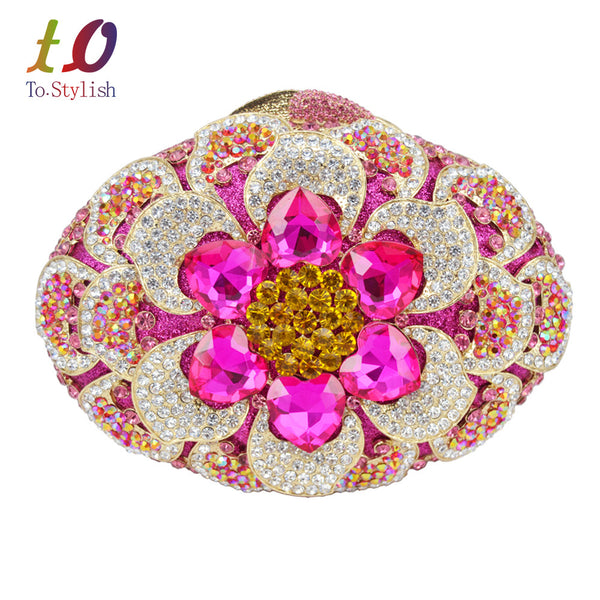 Jewel Encrusted Flower-gasm Clutch