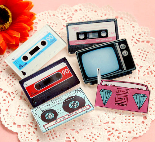 Cassette Brooches