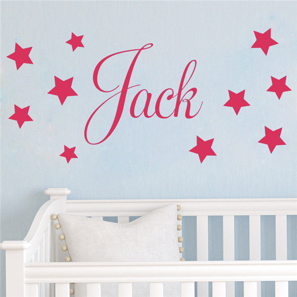 D201 Baby Boys Wall Sticker - Personalised Stars Child Name Bedroom Nursery vinyl stickers