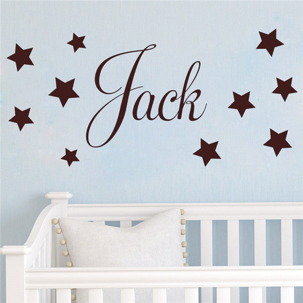 D201 Baby Boys Wall Sticker - Personalised Stars Child Name Bedroom Nursery vinyl stickers