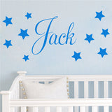 D201 Baby Boys Wall Sticker - Personalised Stars Child Name Bedroom Nursery vinyl stickers