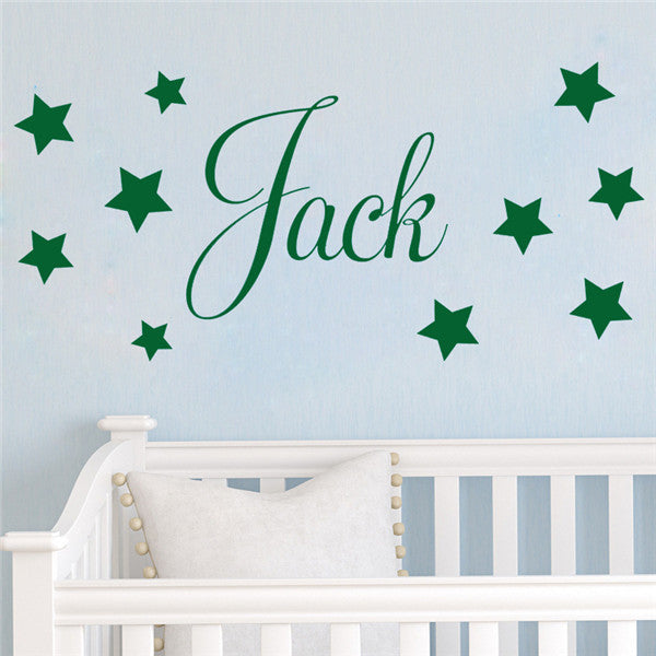 D201 Baby Boys Wall Sticker - Personalised Stars Child Name Bedroom Nursery vinyl stickers