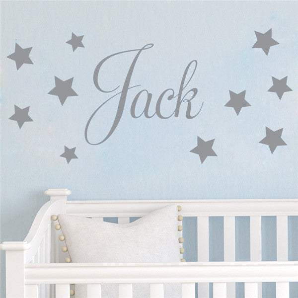 D201 Baby Boys Wall Sticker - Personalised Stars Child Name Bedroom Nursery vinyl stickers