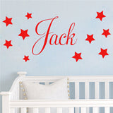 D201 Baby Boys Wall Sticker - Personalised Stars Child Name Bedroom Nursery vinyl stickers