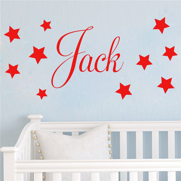 D201 Baby Boys Wall Sticker - Personalised Stars Child Name Bedroom Nursery vinyl stickers