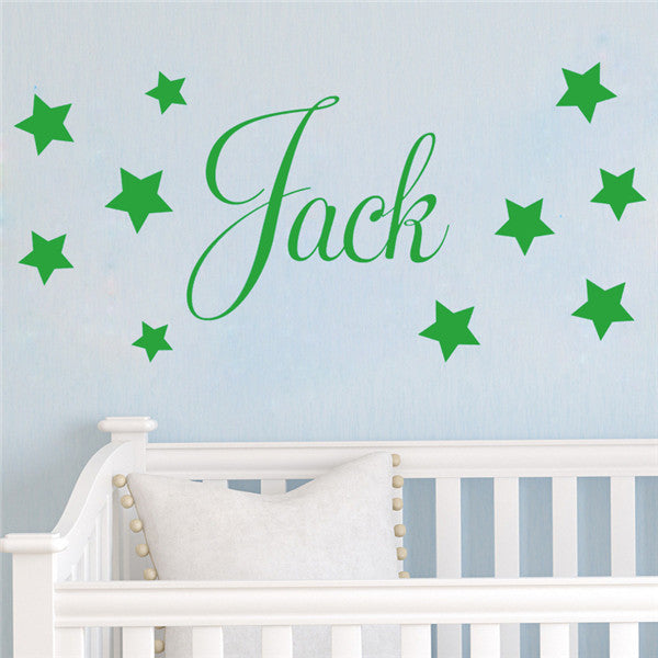 D201 Baby Boys Wall Sticker - Personalised Stars Child Name Bedroom Nursery vinyl stickers