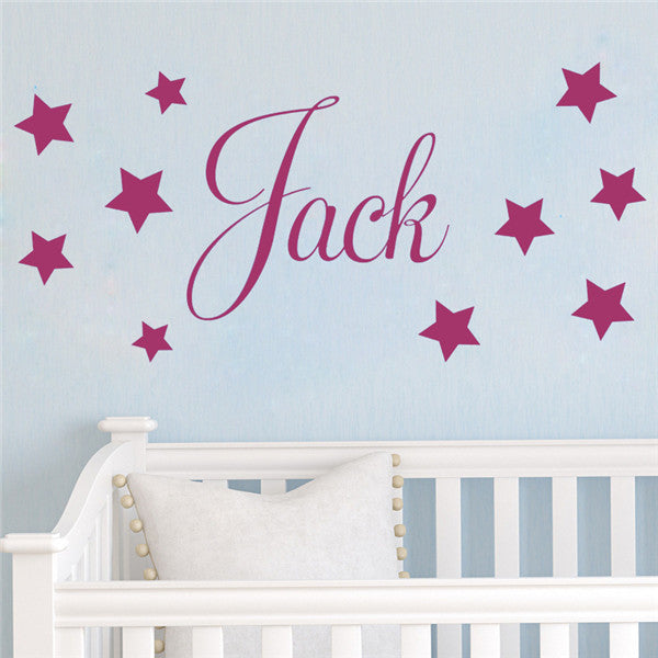 D201 Baby Boys Wall Sticker - Personalised Stars Child Name Bedroom Nursery vinyl stickers