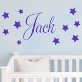 D201 Baby Boys Wall Sticker - Personalised Stars Child Name Bedroom Nursery vinyl stickers