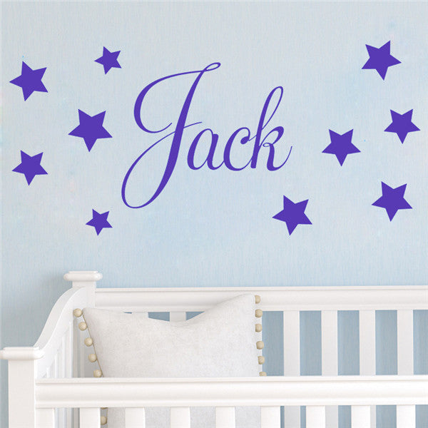 D201 Baby Boys Wall Sticker - Personalised Stars Child Name Bedroom Nursery vinyl stickers