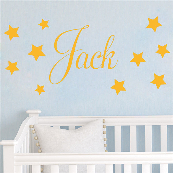 D201 Baby Boys Wall Sticker - Personalised Stars Child Name Bedroom Nursery vinyl stickers