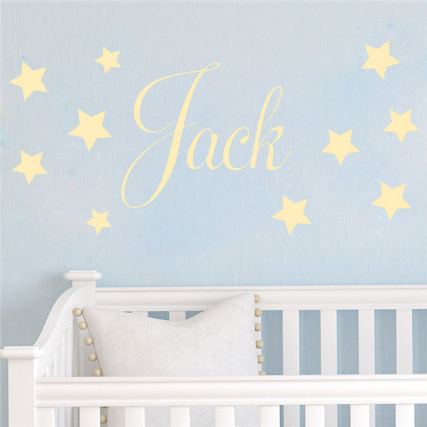 D201 Baby Boys Wall Sticker - Personalised Stars Child Name Bedroom Nursery vinyl stickers