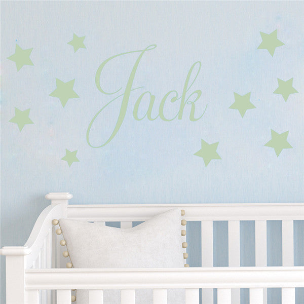 D201 Baby Boys Wall Sticker - Personalised Stars Child Name Bedroom Nursery vinyl stickers