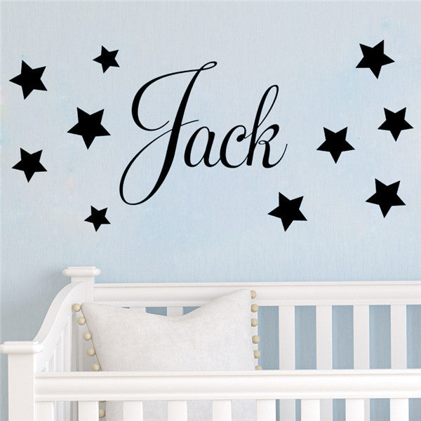 D201 Baby Boys Wall Sticker - Personalised Stars Child Name Bedroom Nursery vinyl stickers