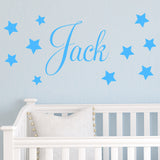 D201 Baby Boys Wall Sticker - Personalised Stars Child Name Bedroom Nursery vinyl stickers