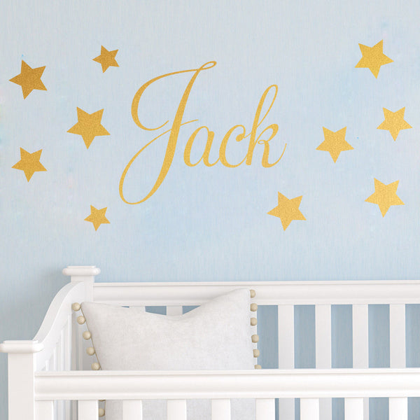 D201 Baby Boys Wall Sticker - Personalised Stars Child Name Bedroom Nursery vinyl stickers