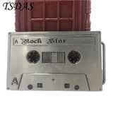Luxury Men ROCK STAR CASSETTE TAP BELT BUCKLE Fashion Music Tape Metal Belt Buckle Classic Men's Jeans accessories
