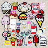 Diy food and drink patches for clothing iron embroidered patch applique iron on patches sewing accessories badge on clothes bags