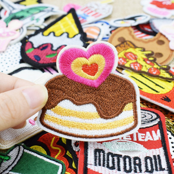 Diy food and drink patches for clothing iron embroidered patch applique iron on patches sewing accessories badge on clothes bags