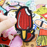 Diy food and drink patches for clothing iron embroidered patch applique iron on patches sewing accessories badge on clothes bags