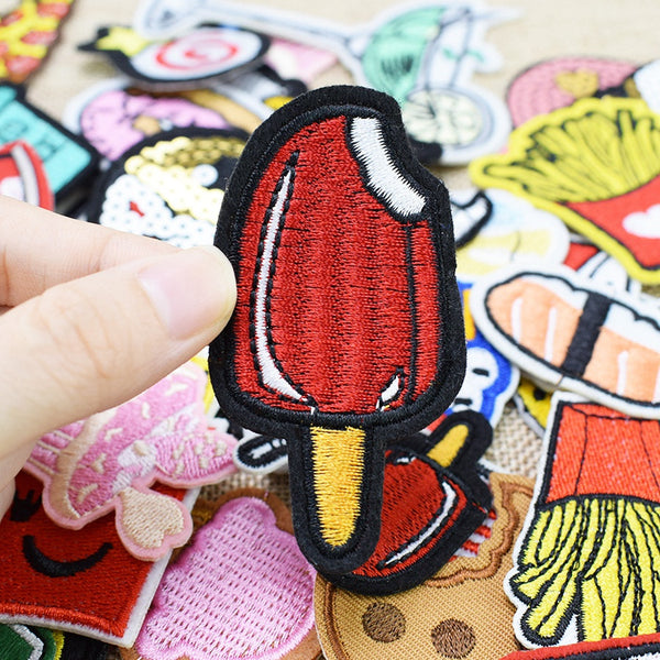 Diy food and drink patches for clothing iron embroidered patch applique iron on patches sewing accessories badge on clothes bags
