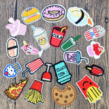 Diy food and drink patches for clothing iron embroidered patch applique iron on patches sewing accessories badge on clothes bags