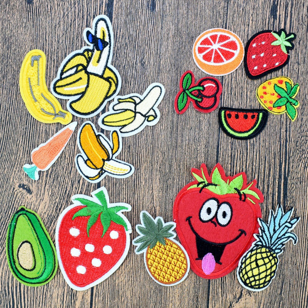 Diy fruit patches for clothing iron embroidered patch applique iron on patches sewing accessories badge stickers for clothes bag