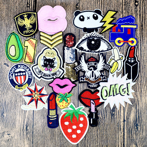 Diy patches for clothing iron embroidered patch applique iron on patches sewing accessories badge stickers for clothes bag 20pcs