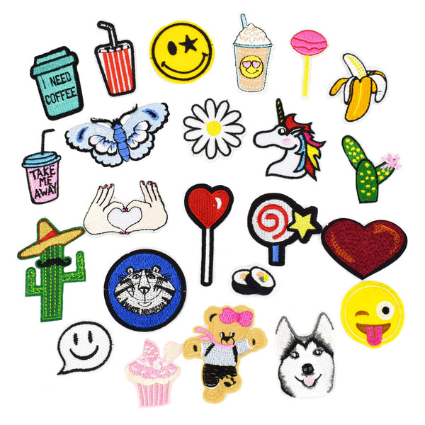 Diy patches for clothing iron embroidered patch applique iron on patches sewing accessories badge stickers for clothes bag 20pcs
