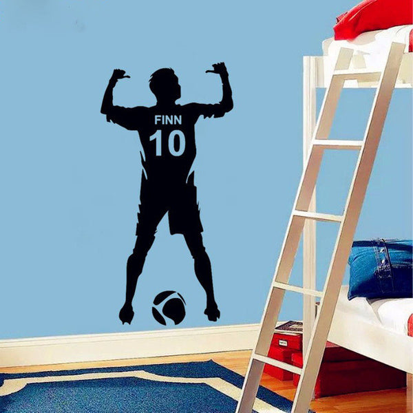 Free Shipping Football Personalized Name & Number Vinyl Wall Decal Poster Wall Art -Kids & Boy Bedroom Soccer Wall Sticker