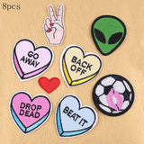 FENGRISE Cartoon Embroidered Patch Iron On Patches For Kids Clothing Felt Shapes Sewing Applique Fabric Lace Badge Letter Patch