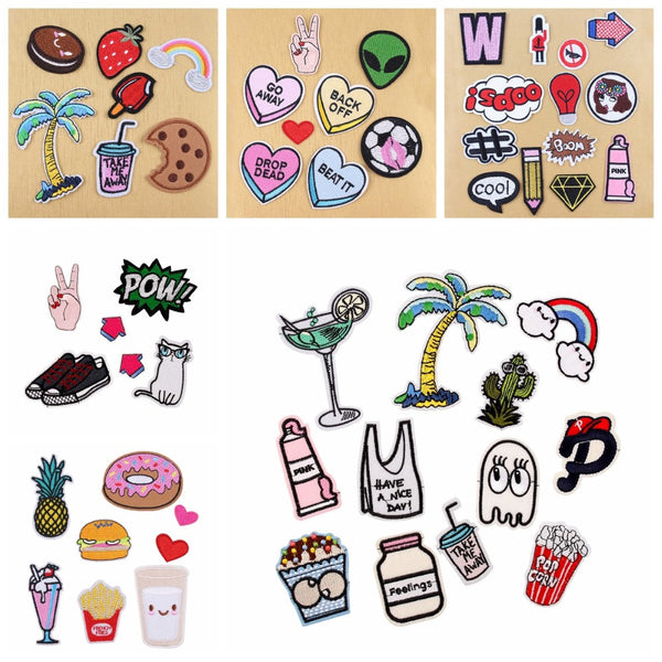 FENGRISE Cartoon Embroidered Patch Iron On Patches For Kids Clothing Felt Shapes Sewing Applique Fabric Lace Badge Letter Patch