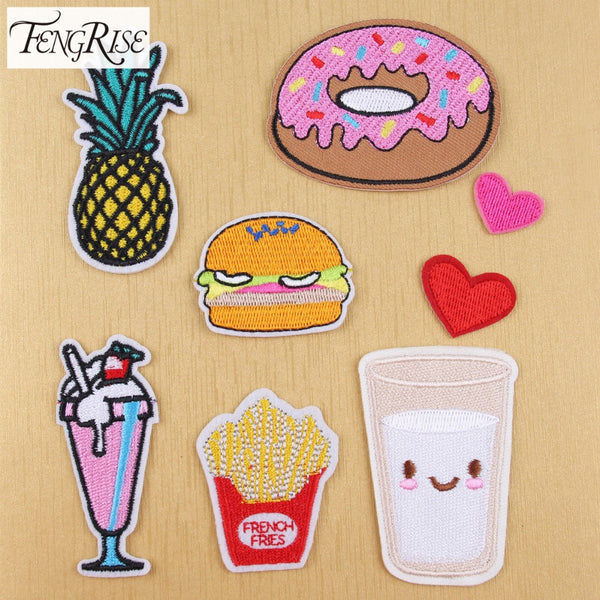 FENGRISE Cartoon Embroidered Patch Iron On Patches For Kids Clothing Felt Shapes Sewing Applique Fabric Lace Badge Letter Patch