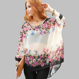 Women's Chiffon Tops 2017 New Fashion Summer Shirt Boho Style Batwing Casual Blouses Blusas 4XL 5XL 6XL Plus Size Women Clothing